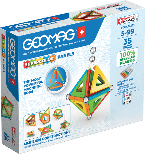 Geomag Supercolor Panels 35 деталей | Магнітний конструктор Геомаг 377 фото