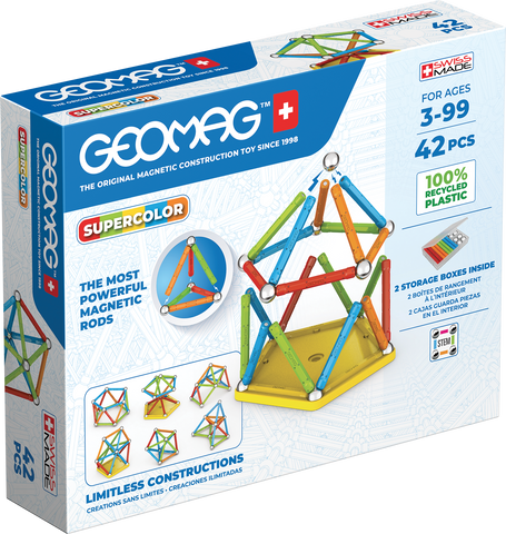 Geomag Supercolor 42 деталі | Магнітний конструктор Геомаг 383 фото