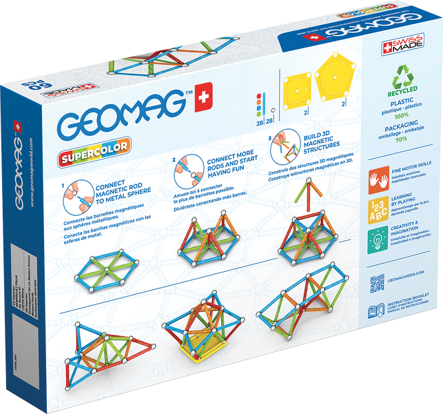 Geomag Supercolor 60 деталей | Магнитный конструктор Геомаг 384 фото